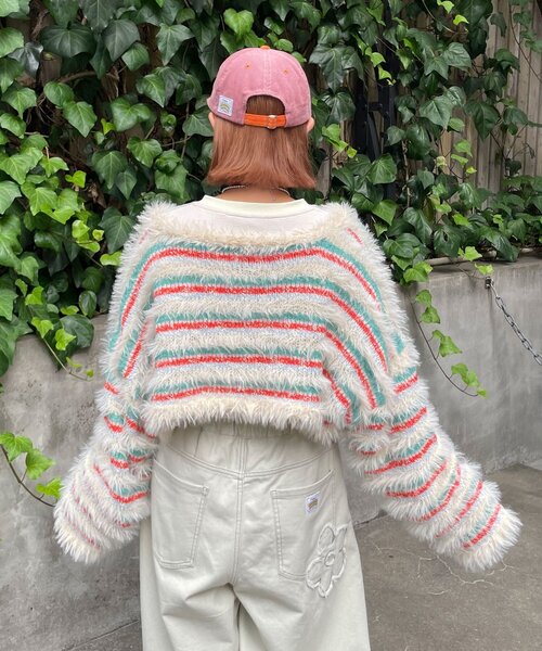 HELLO.SANFRANCISCO（ハローサンフランシスコ）の「【HELLO.SANFRANCISCO/ハローサンフランシスコ】2WAYリボンボーダーカーディガン（カーディガン/ボレロ・レディース・アイボリー/グレー/ピンク・ONE SIZE）」の9枚目の写真