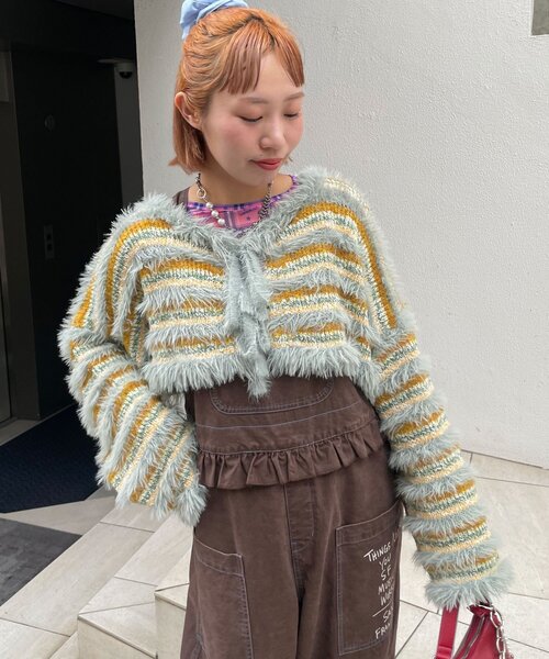 HELLO.SANFRANCISCO（ハローサンフランシスコ）の「【HELLO.SANFRANCISCO/ハローサンフランシスコ】2WAYリボンボーダーカーディガン（カーディガン/ボレロ・レディース・アイボリー/グレー/ピンク・ONE SIZE）」の13枚目の写真