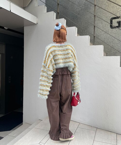 HELLO.SANFRANCISCO（ハローサンフランシスコ）の「【HELLO.SANFRANCISCO/ハローサンフランシスコ】2WAYリボンボーダーカーディガン（カーディガン/ボレロ・レディース・アイボリー/グレー/ピンク・ONE SIZE）」の18枚目の写真