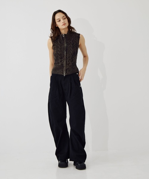 CONZ(コンズ)の「sleeveless zip knit tops(ニット/セーター・レディース・カーキ/ブラック・FREE)」の5枚目の写真