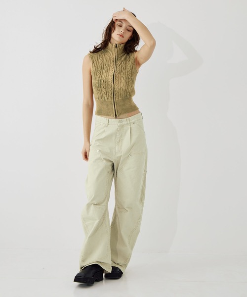 CONZ(コンズ)の「sleeveless zip knit tops(ニット/セーター・レディース・カーキ/ブラック・FREE)」の9枚目の写真