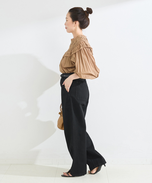 B.C STOCK(ベーセーストック)の「ウォッシャブル / DU JOUR / デュ ジュール BARREL BAKER JEAN(デニムパンツ・レディース・ブラック/ネイビー・38/36)」の4枚目の写真