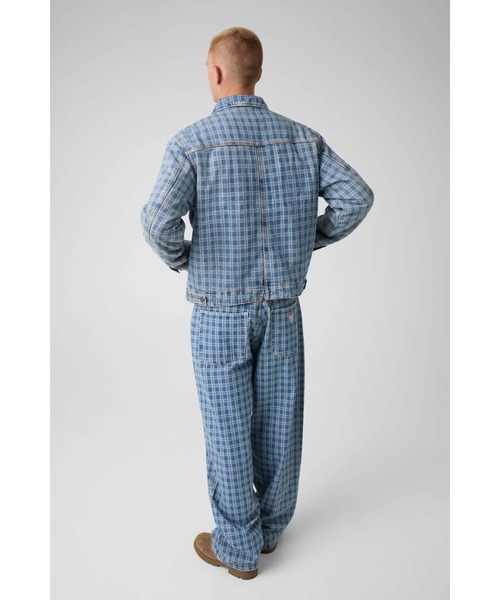 GUESS JEANS(ゲスジーンズ)の「GUESS JEANS Lasered Plaid Detroit Jacket デニムジャケット セットアップ(デニムジャケット・メンズ・ライトブルー・LARGE/MEDIUM/SMALL/XX-LARGE/X-LARGE)」の4枚目の写真