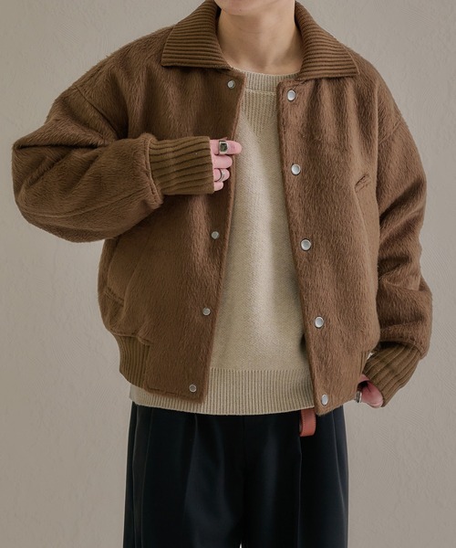 epnok(エプノック)の「リュクスシャギーモダンショートブルゾン(ブルゾン・メンズ・ブラック/ベージュ/ネイビー/グレー/ボルドー・SMALL/LARGE/MEDIUM)」の3枚目の写真