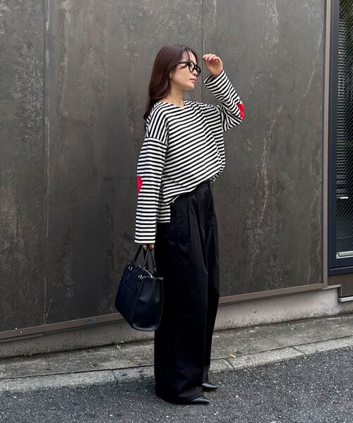 fredy emue（フレディエミュ）の「ボーダーハートパッチプルオーバーカットソー（Tシャツ/カットソー・レディース・ブルー系その他/ホワイト系その他/ピンク系その他/パープル系その他・38）」の5枚目の写真