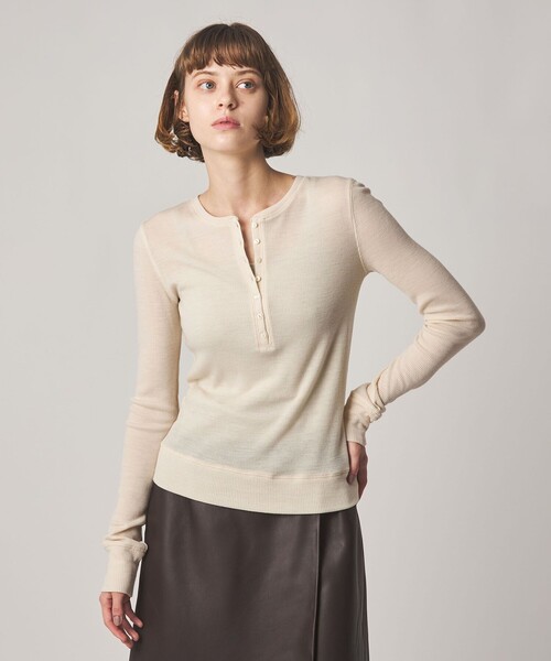 Steven Alan(スティーブンアラン)の「<Steven Alan>ウール リブ ヘンリー プルオーバー(Tシャツ/カットソー・レディース・オフホワイト/ブラック/グレー系・FREE)」の2枚目の写真