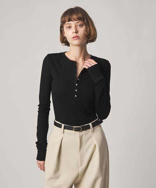 Steven Alan(スティーブンアラン)の「<Steven Alan>ウール リブ ヘンリー プルオーバー(Tシャツ/カットソー・レディース・オフホワイト/ブラック/グレー系・FREE)」の3枚目の写真