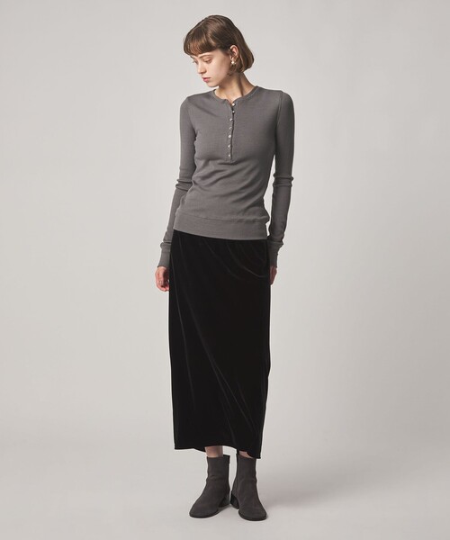 Steven Alan(スティーブンアラン)の「<Steven Alan>ウール リブ ヘンリー プルオーバー(Tシャツ/カットソー・レディース・オフホワイト/ブラック/グレー系・FREE)」の4枚目の写真