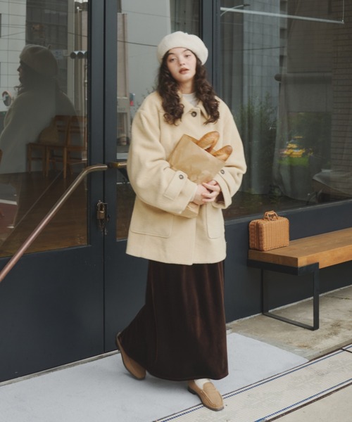 OLUN(オルン)の「I-line velvet skirt/Iラインベロアスカート(スカート・レディース・ブラック/ベージュ/ブラウン・X-SMALL/SMALL/FREE)」の22枚目の写真