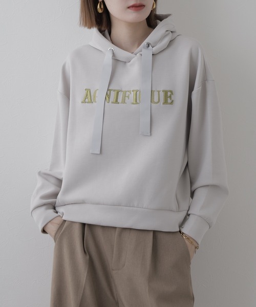 BRODIAEA(ブローディア)の「BRODIAEA ダンボールニットロゴ刺繍パーカー(パーカー・レディース・カーキ/ベージュ・40)」の22枚目の写真