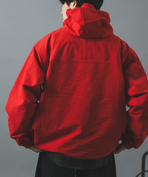 ITEMS URBANRESEARCH(アイテムズ アーバンリサーチ)の「ハイカウント スナップボタン フーディジャケット(ブルゾン・メンズ・レッド/ネイビー/ベージュ・LARGE/MEDIUM)」の4枚目の写真