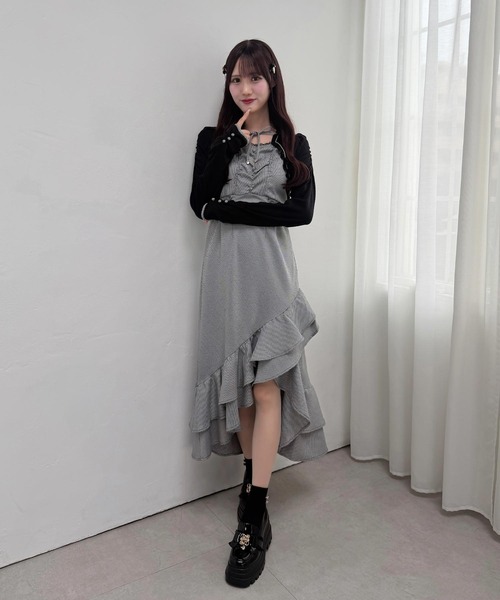 couture BY ROJITA(クチュールバイロジータ)の「テレコドッキングアシメティアードワンピース(ワンピース・レディース・グレー/ブラック・FREE)」の1枚目の写真