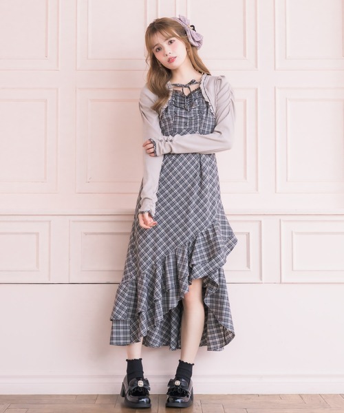 couture BY ROJITA(クチュールバイロジータ)の「テレコドッキングアシメティアードワンピース(ワンピース・レディース・グレー/ブラック・FREE)」の4枚目の写真
