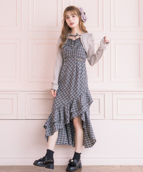 couture BY ROJITA(クチュールバイロジータ)の「テレコドッキングアシメティアードワンピース(ワンピース・レディース・グレー/ブラック・FREE)」の6枚目の写真