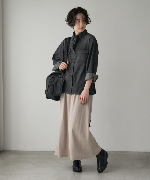 FREAK'S STORE（フリークスストア）の「フィブリルナロースカート（スカート・レディース・ブラック/ナチュラル/ダークグレー・ﾌﾘ-）」の9枚目の写真
