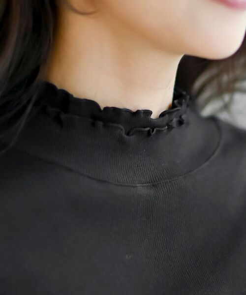 rps（アールピーエス）の「ダブル配色衿ハイネックリブカットソー（Tシャツ/カットソー・レディース・杢グレー/ブラウン/アイボリー/ブラック・L/M）」の22枚目の写真