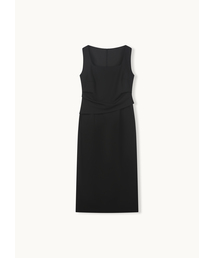 CONTOUR SQUARE ロングドレス（ブラック） MBFFOP002BK