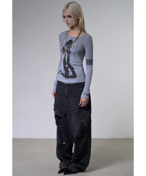 FANCY CLUB(ファンシークラブ)の「A'GEM/9 × .kom 『FANCY CLUB/ファンシークラブ』 DRY CITY LONG SLEEVE/DRYCITY ロングスリーブカットソー(Tシャツ/カットソー・レディース・グレー/ブルー/ブラック・FREE)」の10枚目の写真