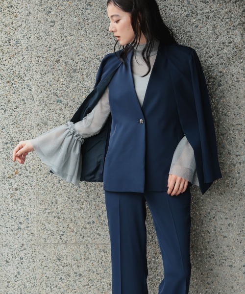 Callarus(カラルス)の「【セットアップ】2WAYデザインカラーレスジャケットパンツスーツ(スーツセット・レディース・グレイッシュベージュ/ネイビー/ブラック・S/M/L/LL/3L)」の20枚目の写真