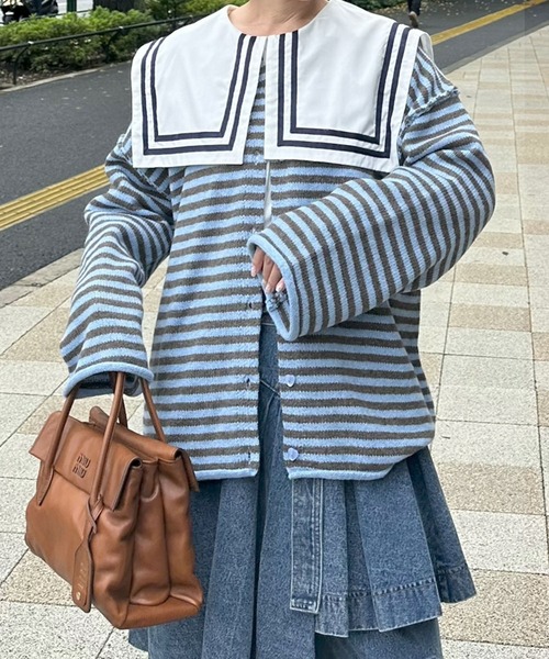 Alley Tokyo(アリートーキョー)の「おっきいセーラー衿のライン入りブラウス(シャツ/ブラウス・レディース・オフホワイト/ピンク・FREE)」の16枚目の写真