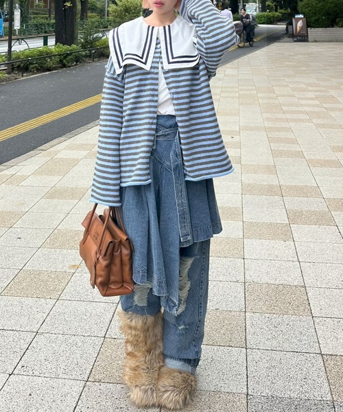Alley Tokyo(アリートーキョー)の「おっきいセーラー衿のライン入りブラウス(シャツ/ブラウス・レディース・オフホワイト/ピンク・FREE)」の19枚目の写真