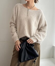 ファーカシミヤボートネックプルオーバー