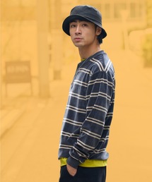 Healthknit | Healthknit/ヘルスニット Classic Velor Border Henleyneck L/S クラシック ベロア ボーダー ヘンリーネック ロンT 刺繍 ブランドロゴ メンズ レディース ユニセックス 2026秋冬 秋服 冬服(Tシャツ/カットソー)