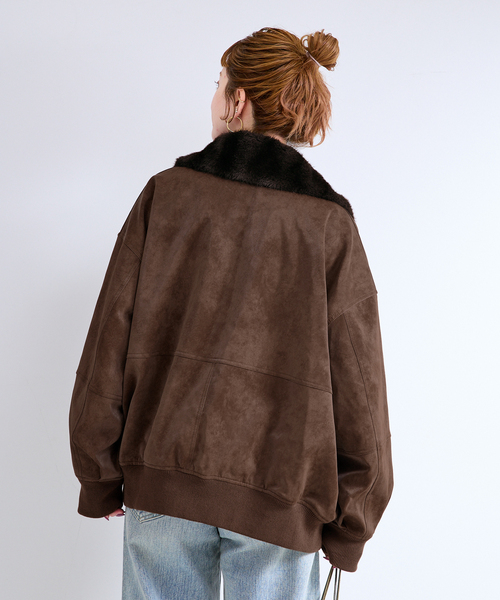 B.C STOCK(ベーセーストック)の「TYPE:G1フェイクレザーアビエイターブルゾン(ブルゾン・レディース・ブラック/ブラウン・MEDIUM/SMALL)」の15枚目の写真