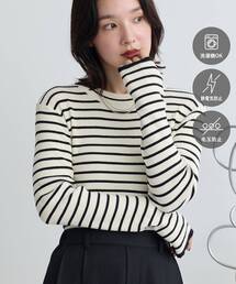 ここちリブ配色ニットプルオーバー【WEB限定カラーあり】