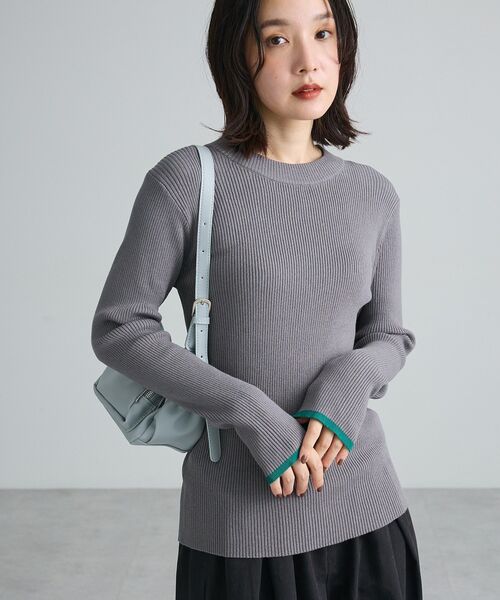 Green　Parks（グリーンパークス）の「ここちリブ配色ニットプルオーバー【WEB限定カラーあり】（ニット/セーター・レディース・ブラウン/その他7/グリーン系その他3/ブラック/レッド/杢グレー/ネイビー/ホワイト系その他2・FREE）」の19枚目の写真