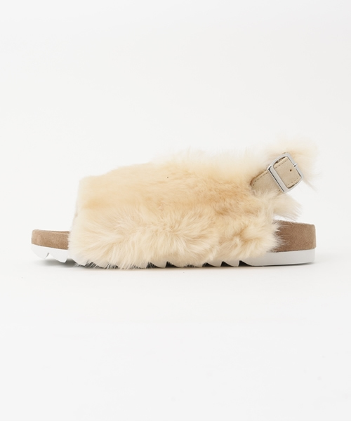 Casselini（キャセリーニ）の「CASSELINI/キャセリーニ/Fur Sandal（サンダル・レディース・アイボリー/ブラック/グレー・23.5/23/24.5/24）」の4枚目の写真