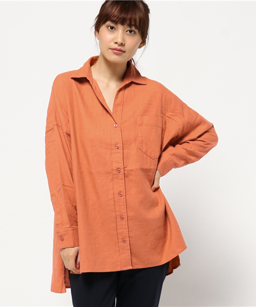 MOUSSY（マウジー）の「OVER SILHOUTTE SH（シャツ/ブラウス・レディース・ネイビー/オフホワイト/オレンジ系その他・FREE）」の3枚目の写真