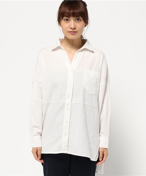 MOUSSY（マウジー）の「OVER SILHOUTTE SH（シャツ/ブラウス・レディース・ネイビー/オフホワイト/オレンジ系その他・FREE）」の8枚目の写真