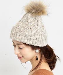 BEAUTY&YOUTH UNITED ARROWS | BY∴ ファーポンポンケーブルニットキャップ -2WAY-◆(ニットキャップ/ビーニー)