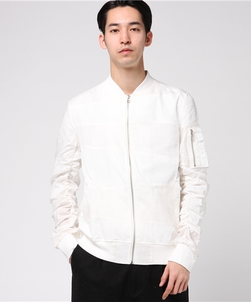 VENCEEXCHANGE（ヴァンスエクスチェンジ）の「麻切り替えシャーリングMA-1               （MA-1・メンズ・オフホワイト/ブラック/オリーブ・LARGE/MEDIUM）」の13枚目の写真