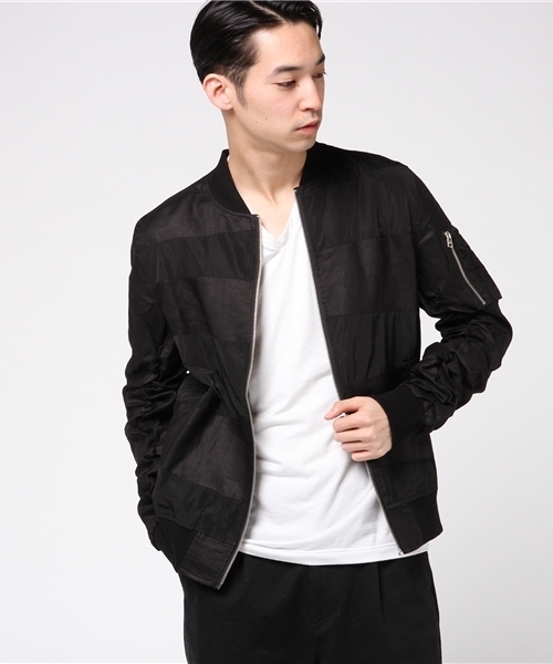 VENCEEXCHANGE（ヴァンスエクスチェンジ）の「麻切り替えシャーリングMA-1               （MA-1・メンズ・オフホワイト/ブラック/オリーブ・LARGE/MEDIUM）」の14枚目の写真