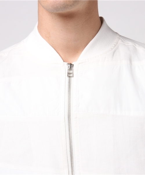 VENCEEXCHANGE（ヴァンスエクスチェンジ）の「麻切り替えシャーリングMA-1               （MA-1・メンズ・オフホワイト/ブラック/オリーブ・LARGE/MEDIUM）」の7枚目の写真