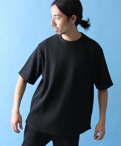 coen(コーエン)の「ワッフルビッグシルエットT(Tシャツ/カットソー・メンズ・ライトブルー/ホワイト/ブラック/ダークブラウン・LARGE/MEDIUM/SMALL/X-LARGE)」の2枚目の写真