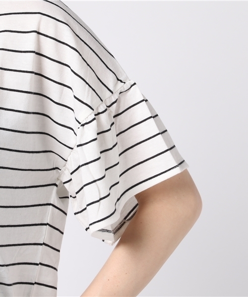 Honeys（ハニーズ）の「フレア袖Ｔシャツ（Tシャツ/カットソー・レディース・ホワイト×ブラック/オフホワイト/杢グレー/ネイビー/イエロー/レッド・M/L）」の11枚目の写真