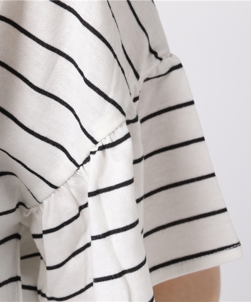 Honeys（ハニーズ）の「フレア袖Ｔシャツ（Tシャツ/カットソー・レディース・ホワイト×ブラック/オフホワイト/杢グレー/ネイビー/イエロー/レッド・M/L）」の12枚目の写真