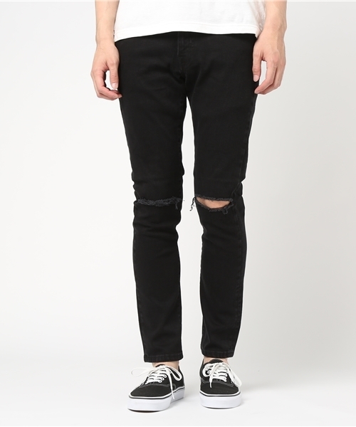 WEGO（ウィゴー）の「WEGO/クラッシュデニムスキニーパンツ（デニムパンツ・メンズ・ブラック/ライトインディゴブルー/インディゴブルー・MEDIUM/LARGE）」の17枚目の写真