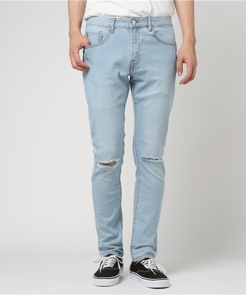 WEGO（ウィゴー）の「WEGO/クラッシュデニムスキニーパンツ（デニムパンツ・メンズ・ブラック/ライトインディゴブルー/インディゴブルー・MEDIUM/LARGE）」の15枚目の写真