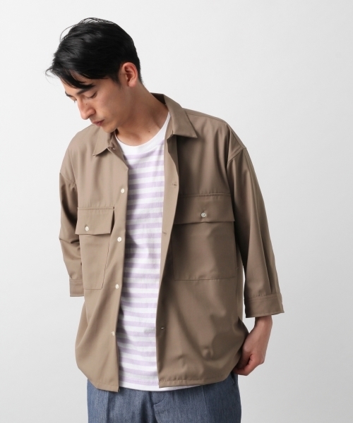 RAGEBLUE（レイジブルー）の「TRBIGシャツ7分袖/794792（シャツ/ブラウス・メンズ・ベージュ/ネイビー/グレー・LARGE/SMALL/MEDIUM）」の9枚目の写真