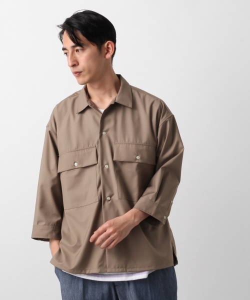 RAGEBLUE（レイジブルー）の「TRBIGシャツ7分袖/794792（シャツ/ブラウス・メンズ・ベージュ/ネイビー/グレー・LARGE/SMALL/MEDIUM）」の13枚目の写真