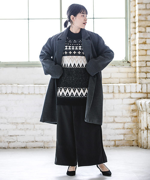 CAMBIO（カンビオ）の「rn1143-ノルディック柄ニット（ニット/セーター・レディース・ブラック/オフホワイト/ラベンダー/グレー・FREE）」の16枚目の写真