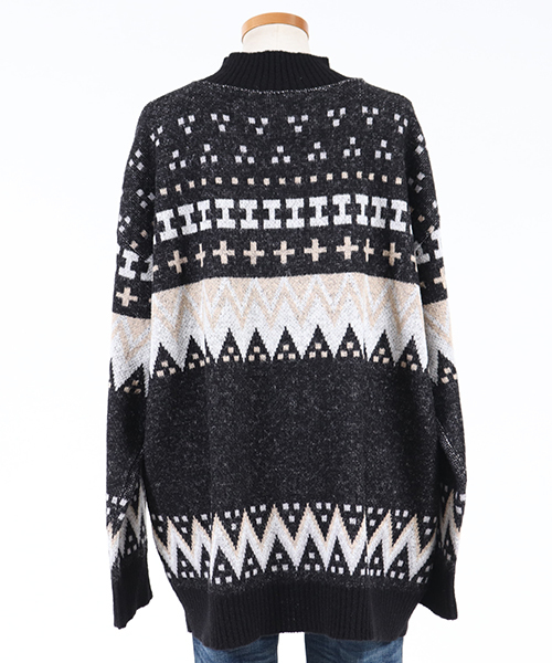 CAMBIO（カンビオ）の「rn1143-ノルディック柄ニット（ニット/セーター・レディース・ブラック/オフホワイト/ラベンダー/グレー・FREE）」の18枚目の写真