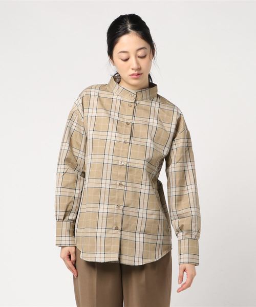 cepo(セポ)の「ボトルネックチェックブラウス(シャツ/ブラウス・レディース・ベージュ/グレー・M)」の5枚目の写真