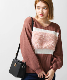 WEGO | WEGO/フェイクファー切替ニット(ニット/セーター)