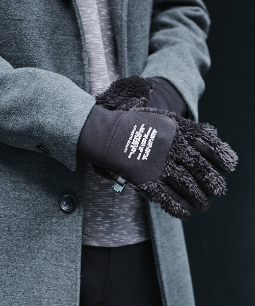 Nano Universe ナノユニバース の メッセージロゴ フリースグローブ 手袋 Wear
