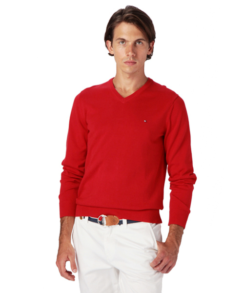 TOMMY HILFIGER（トミーヒルフィガー）の「13FH-PACIFIC V-NECK SWEATER（ニット/セーター・メンズ・ホワイト/ブラック/グレー/グリーン/ブルー/ネイビー/イエロー/レッド/オレンジ/ダークグレー・SMALL/MEDIUM/LARGE/X-LARGE）」の9枚目の写真